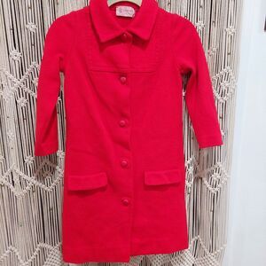 Vintage Pure Wool Ruby Red Knit Girl Coat Kimberly Union Made Sz 8